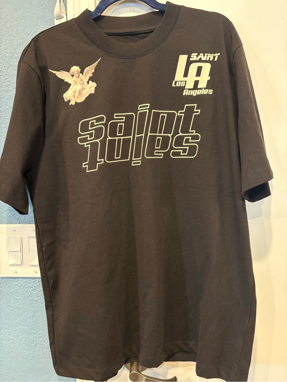 Mens Black Populi  for the people Graphic Tee  Vox Populi "Saint Juiles"